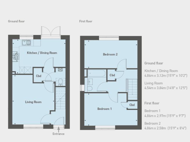 Floor plan 2 bedroom house - artist's impression subject to change